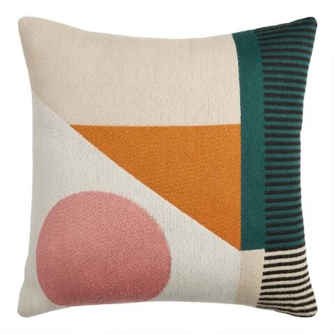 Multicolor Modern Geo Indoor Outdoor Throw Pillow | World Market