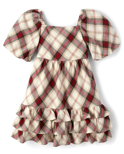 Gymboree,and Toddler Short Sleeve Casual Printed Dresses,Red/Green Plaid,12 | Amazon (US)