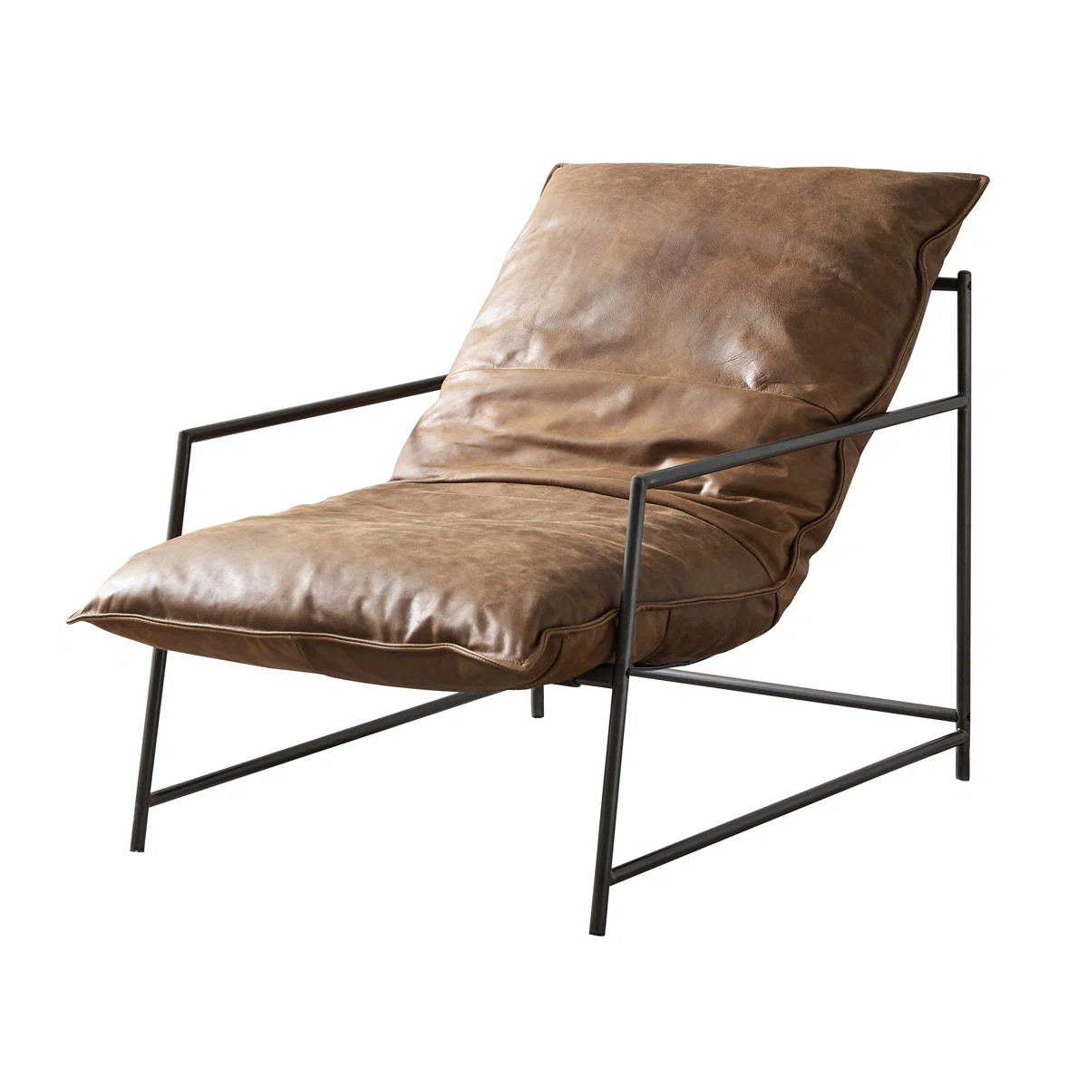 Sleepy Metal Frame Genuine Leather Leisure Chair | Wayfair North America
