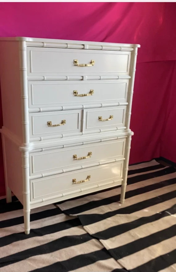 Lacquered Faux Bamboo Tallboy Dresser  | Etsy | Etsy (US)