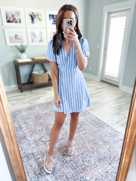 Old Navy striped wrap dress (XSP). Vacation dress. Spring dress. Summer dress. Casual dress. Brunch outfit. Nursing-friendly dress. Amazon wedges (I sized up tons 7 because I didn’t see a 6.5 and they fit great).

*Dress is a true wrap-style dress. 

#LTKshoecrush #LTKtravel #LTKunder50