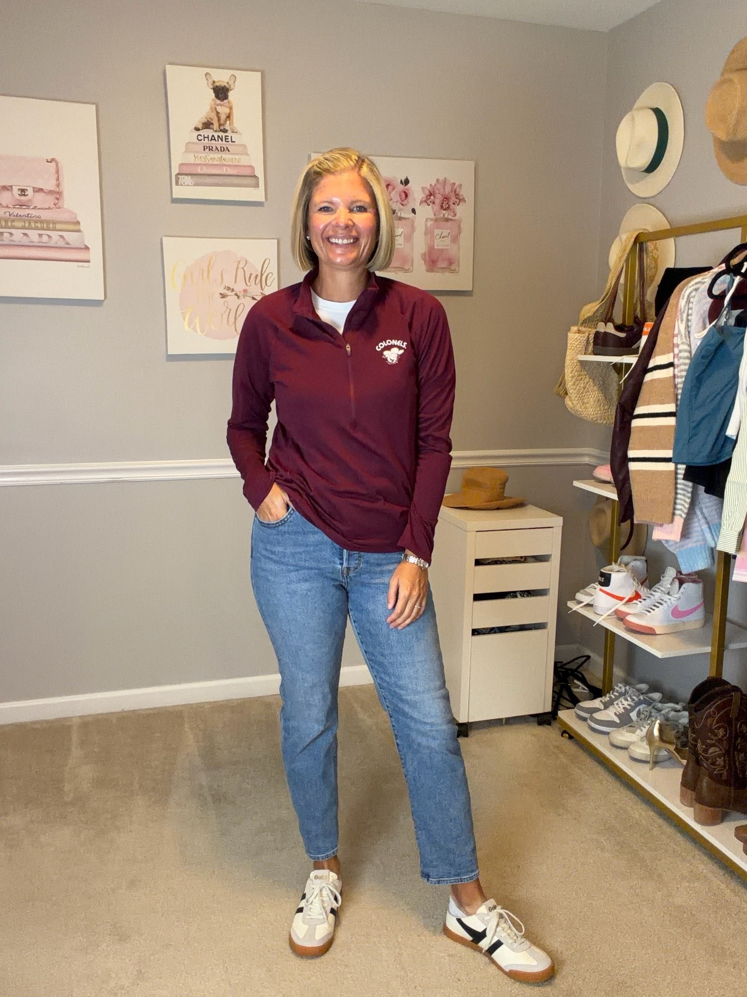 High rise straight led cropped jean TTs (go up if in between)
Black and white slip on sneakers TTS (I wish I would have gone up a 1/2 for a little extra room)

#LTKMidsize #LTKOver40