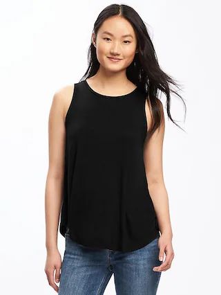 Old Navy Womens Luxe High-Neck Swing Tank For Women Black Size L | Old Navy US