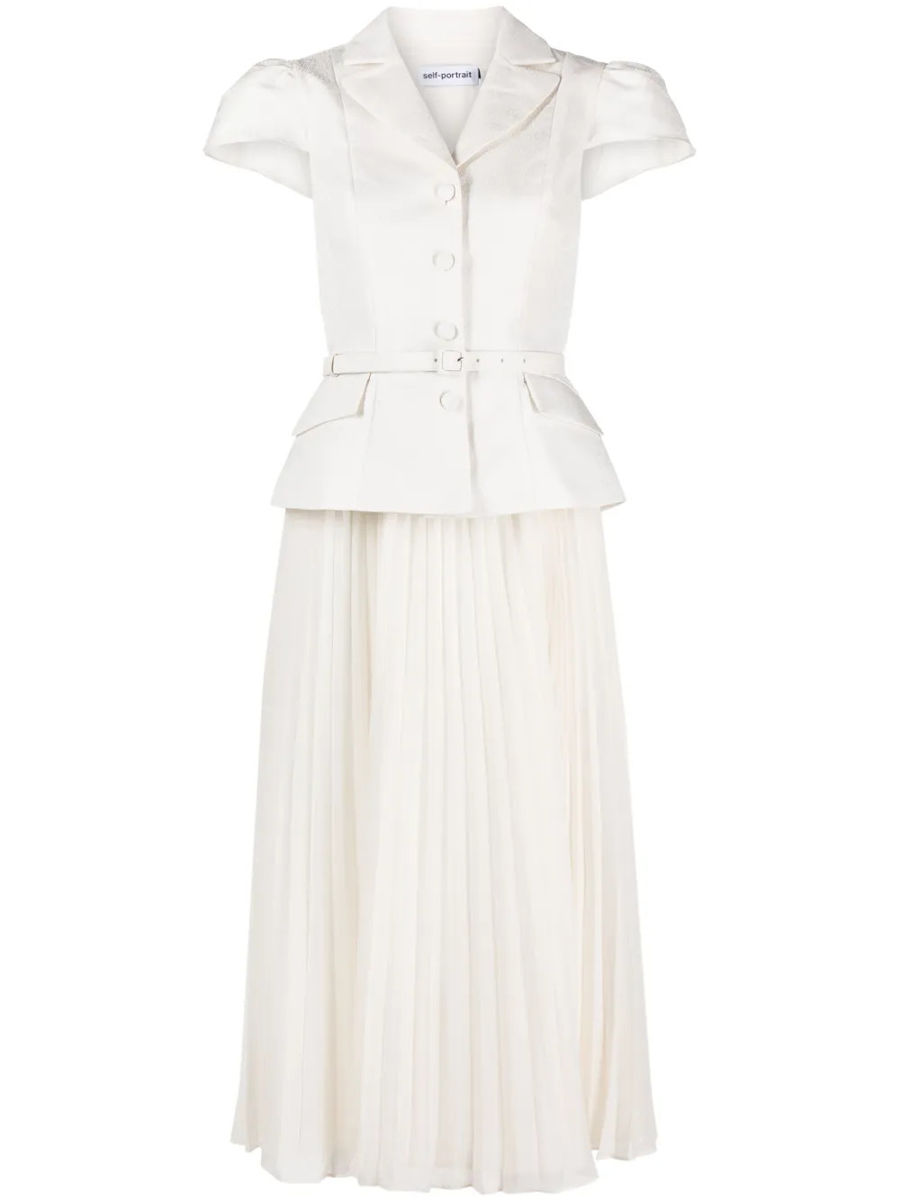 short-sleeve pleated midi dress | Farfetch Global