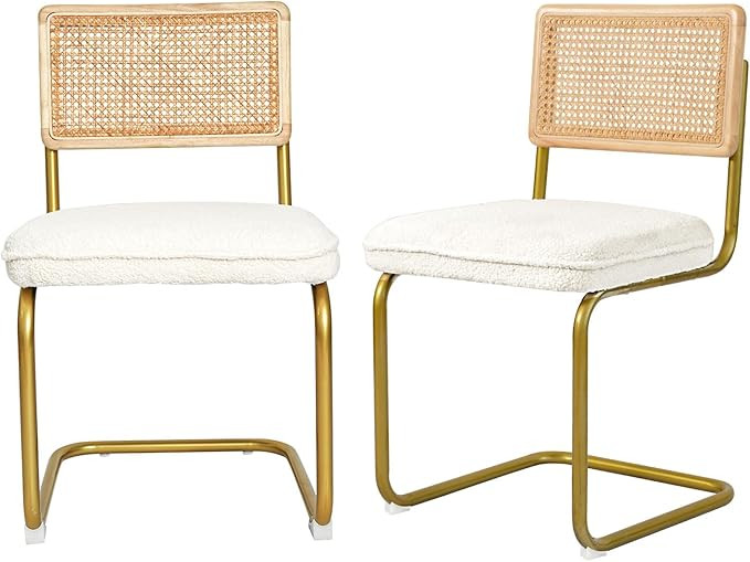 CangLong Rattan Dining Chairs Set of 2, Modern Kitchen Chairs with Natural Mesh Rattan Backrest &... | Amazon (US)