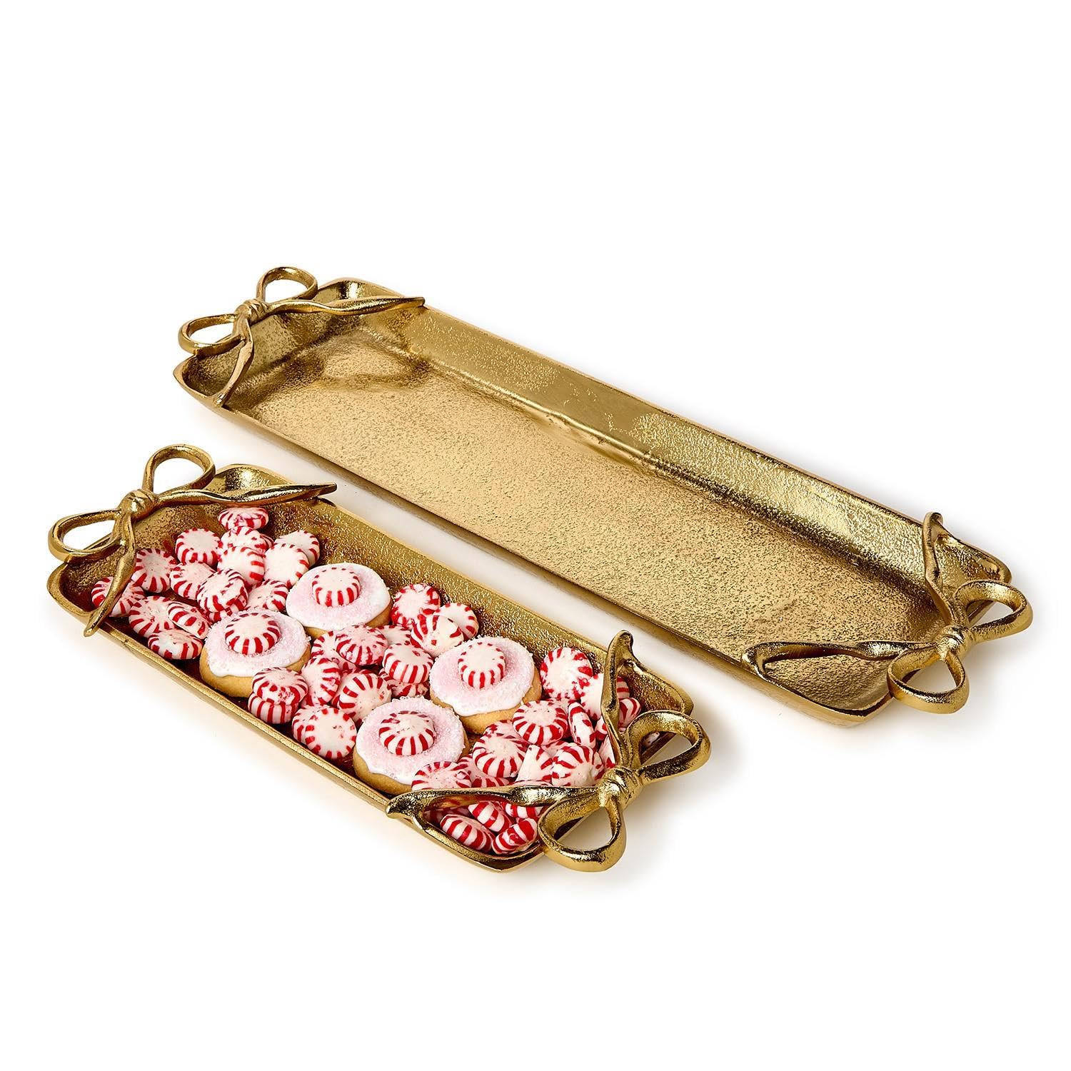 Two's Company Gold Bows Serving Trays, 13.75-Inch, Aluminum, Set of 2 | Amazon (US)