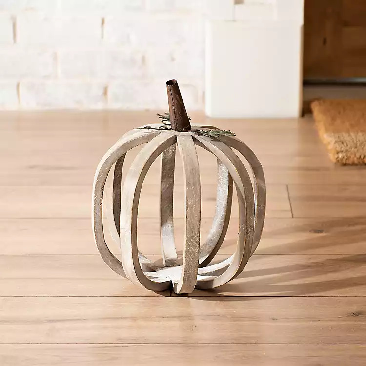 New!Natural Wooden Pumpkin, 14 in. | Kirkland's Home