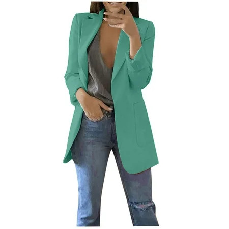 SMihono Women s Fashion Blazer Coat Elegant Savings Lapel Collar Office Jacket Buttons Open Front Po | Walmart (US)