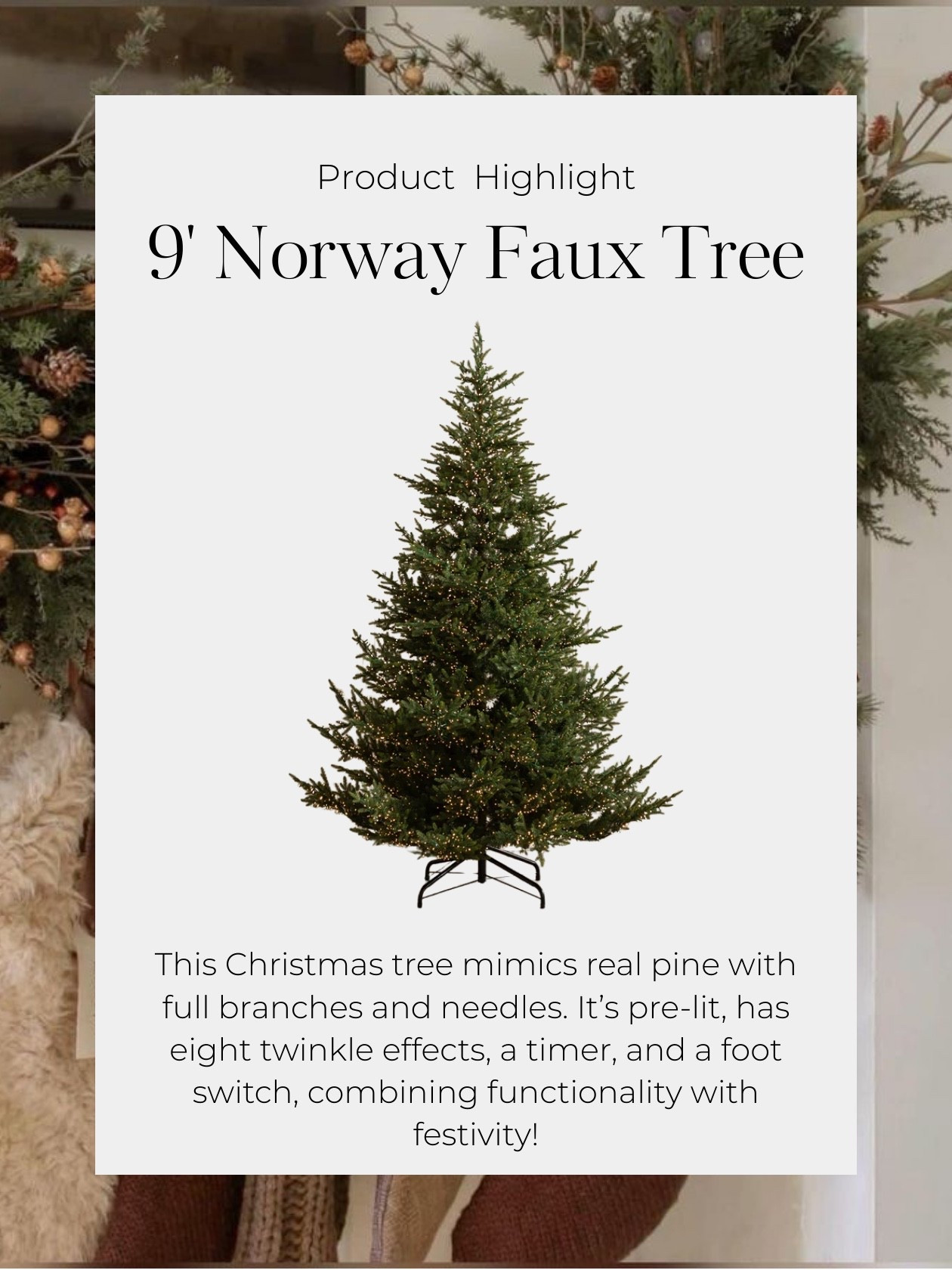 The 9’ Norway Faux Tree from McGee & Co. is the definition of effortless charm. Pre-lit and full of natural beauty, it brings the look of fresh greenery without the hassle of constant upkeep. Add your favorite holiday ornaments and this tree is ready to go, a timeless staple you’ll use year after year!

#McGeeAndCo #HolidayDecor #FauxGarland #TimelessDesign #SeasonalDecor #HomeDecorInspo #InteriorStyling #MerryAndBright

Follow my LTK @sycamoreandsage on the @shop.LTK app to view this post and get my exclusive app-only content!

#liketkit #LTKSeasonal #LTKHome
@shop.ltk
https://liketk.it/5nlEs

#LTKHome #LTKSeasonal