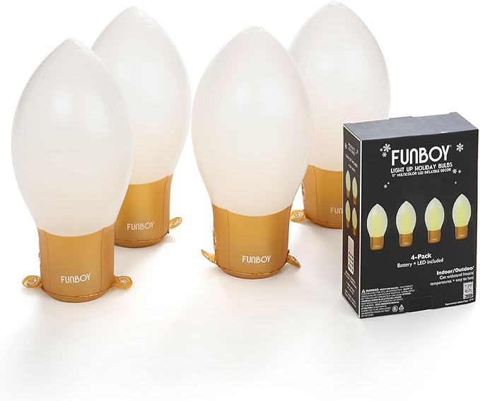 FUNBOY Inflatable Holiday Christmas Bulb LED Light Up Decor, Indoor/Outdoor, 4 Pack | Amazon (US)