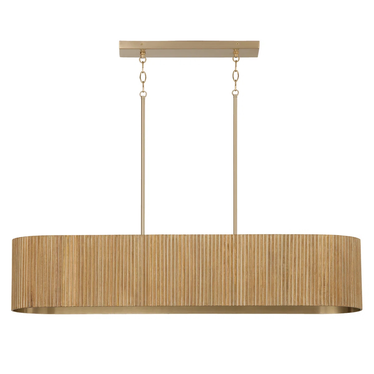 44.25" W x 9" H 5-Light Linear Chandelier and Handcrafted Fluted Mango Wood | Wayfair North America