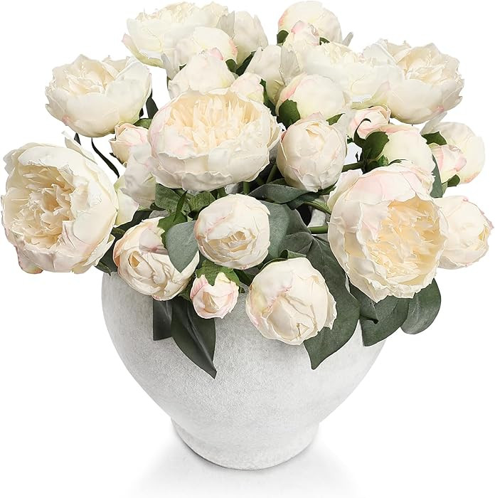 Silk Flower Peony Bouquets - 2 Pack Artificial Peonies with Stems Vintage Look Real Peonies Flowe... | Amazon (US)