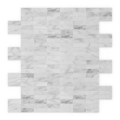 SpeedTiles Freezy 6-Pack White/Gray 12-in x 12-in Polished Natural Stone Marble Linear Peel & Sti... | Lowe's
