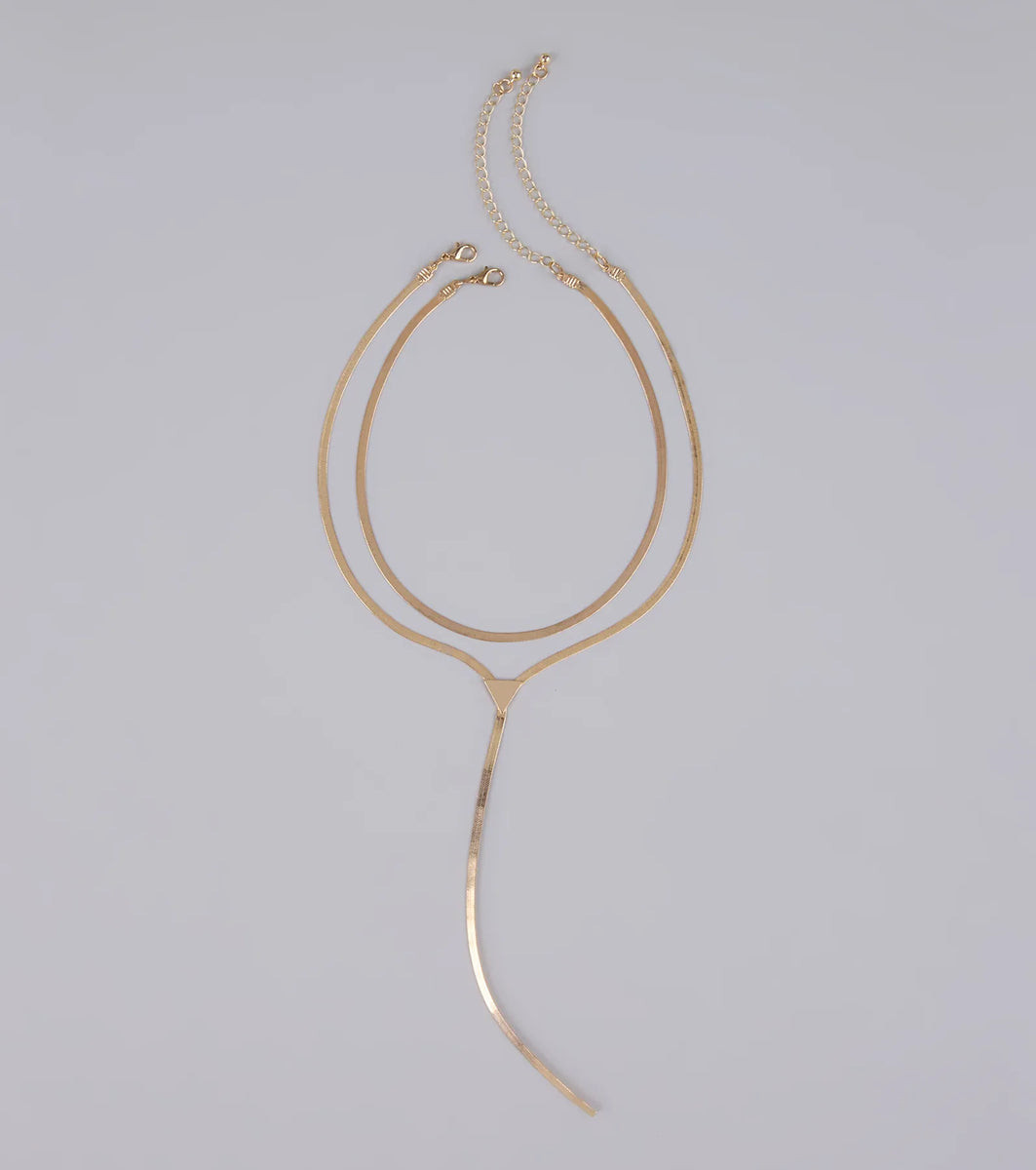 Double Trouble Snake Chain Lariat Necklace Set | Windsor Stores