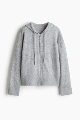 H & M - Knitted zip-through hoodie - Grey | H&M (UK, MY, IN, SG, PH, TW, HK)