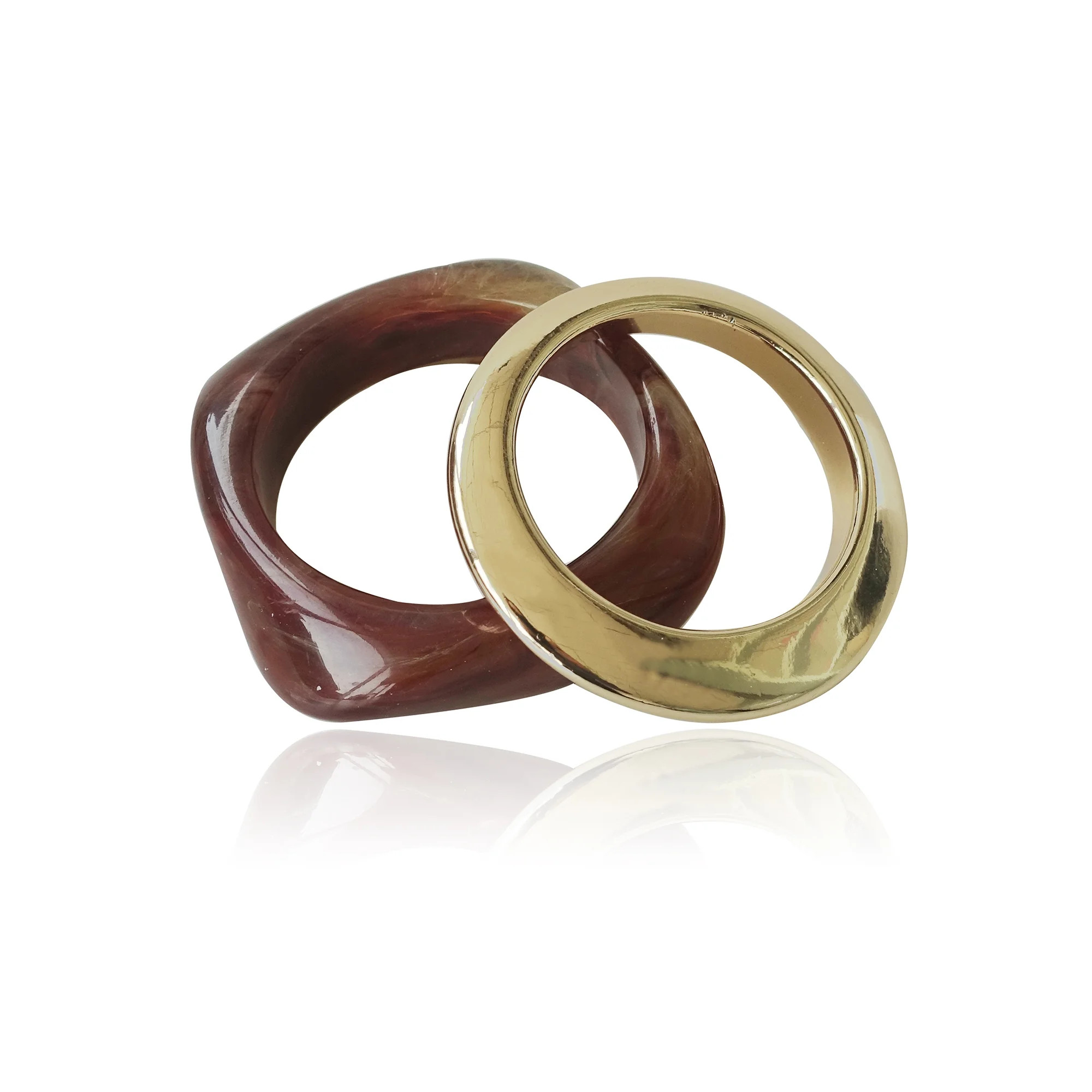 Time and Tru Women's Resin and Metal Square Bangle Set In Gold Plated Color | Walmart (US)