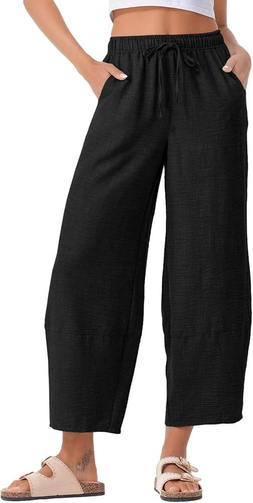 EVALESS Womens Baggy Wide Leg Pants Casual Drawstring Elastic Waisted Palazzo Harem Trousers with... | Amazon (US)