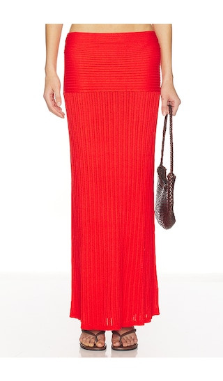 Shania Pointelle Maxi Skirt in Tomato | Revolve Clothing (Global)