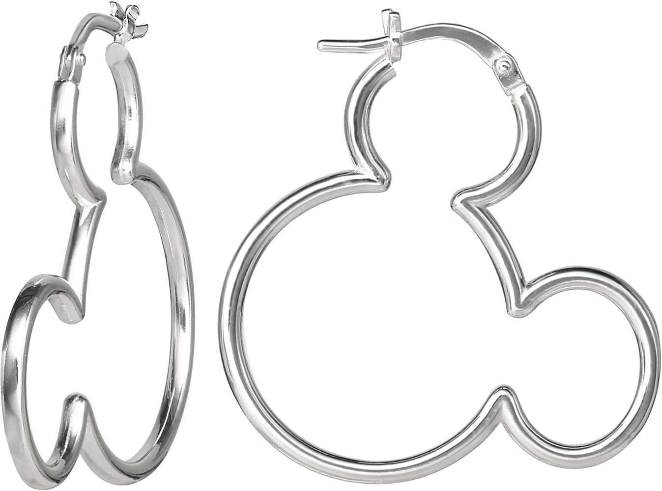 Disney Minnie Mouse or Mickey Mouse Hoop Earrings for Women Official License, Gold or Silver-Plat... | Amazon (US)