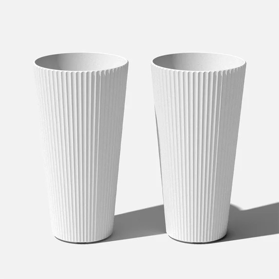 Veradek Demi Series 26" Tall Plastic-Stone Planter - White 2 Pack | Walmart (US)