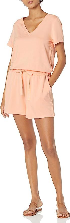 Daily Ritual Women's Supersoft Terry Short-Sleeve V-Neck Romper | Amazon (US)