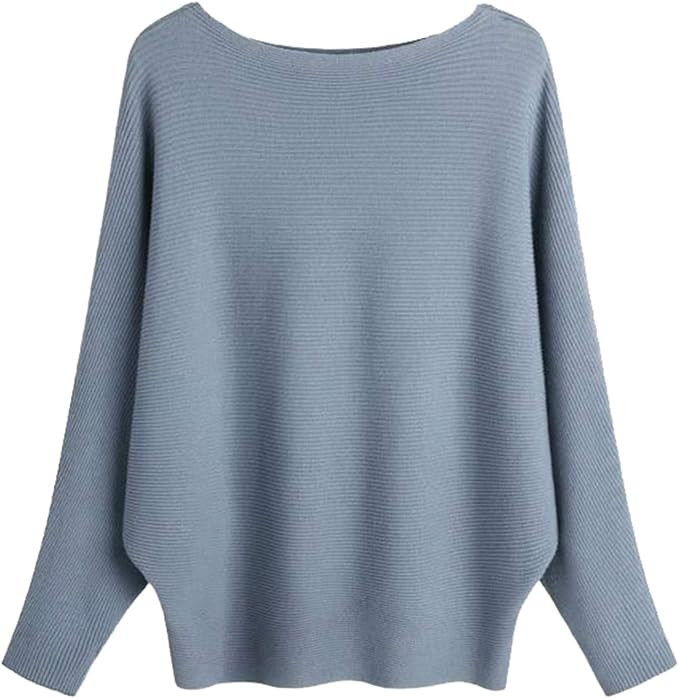 GABERLY Boat Neck Batwing Sleeves Dolman Knitted Sweaters and Pullovers Tops for Women | Amazon (US)