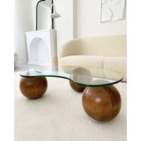 Wooden Coffee Table, Decorative Balls, Center Glass Table With Livingroom Home Gift | Etsy (US)