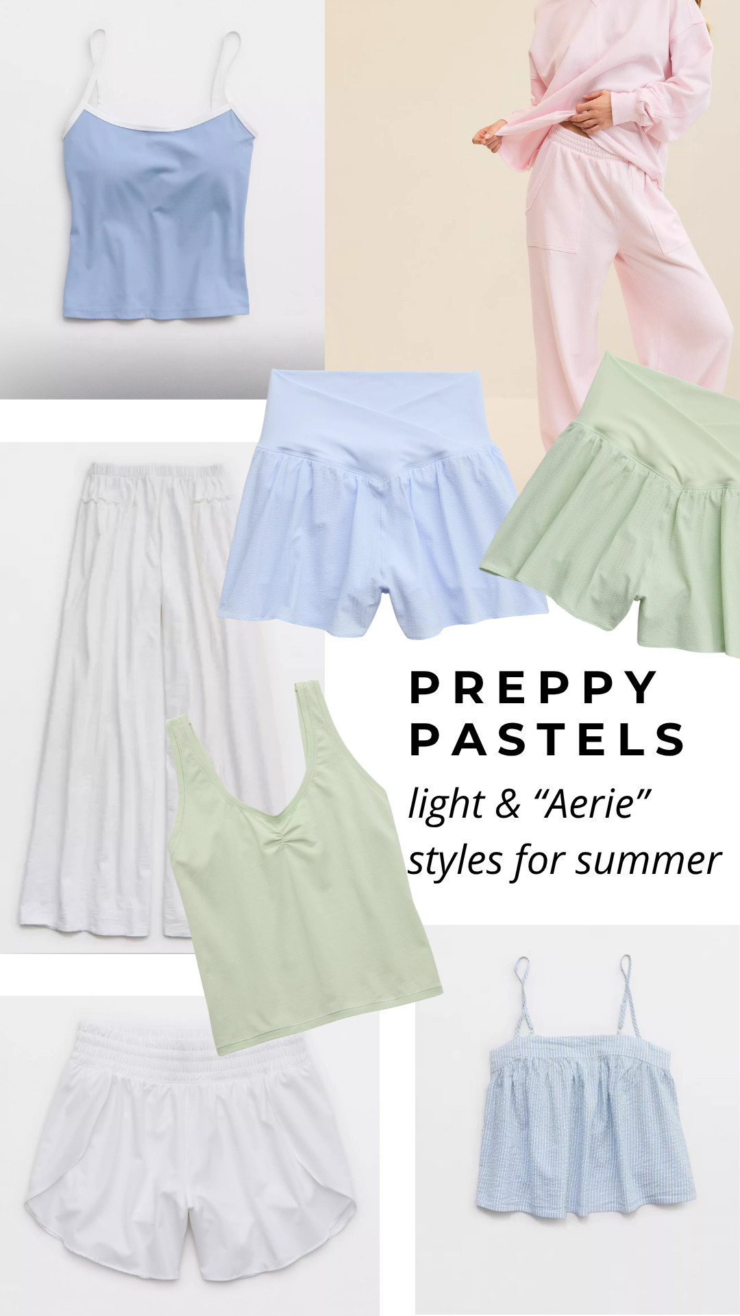 Preppy Pastel Aerie Finds Perfect For Summer
The soft pastel pieces giving effortless preppy summer energy 💙🍋🍃
From buttery soft lounge sets and flowy shorts to lightweight tanks and easy summer basics, these are the Aerie finds perfect for beach trips, errands, travel days, and everyday summer outfits.
Featuring
• pastel summer outfits
• Aerie summer finds
• preppy activewear
• comfy lounge sets
• lightweight summer basics
• soft girl summer style
• flowy shorts
• cute tank tops
• casual summer outfits
• coastal preppy fashion
• trending teen girl outfits
• summer athleisure
These colors are everything for summer.
Everything linked in LTK. Save this for your next Aerie haul and follow for more preppy fashion finds, pastel outfits, and summer style inspiration. 

 #aerie #summeroutfits #casualstyle #relaxedstyle #whitesummeroutfits #LTKootd #LTKActive #LTKSaleAlert
