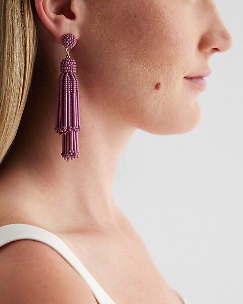 Beaded Tassel Drop Earrings | Express