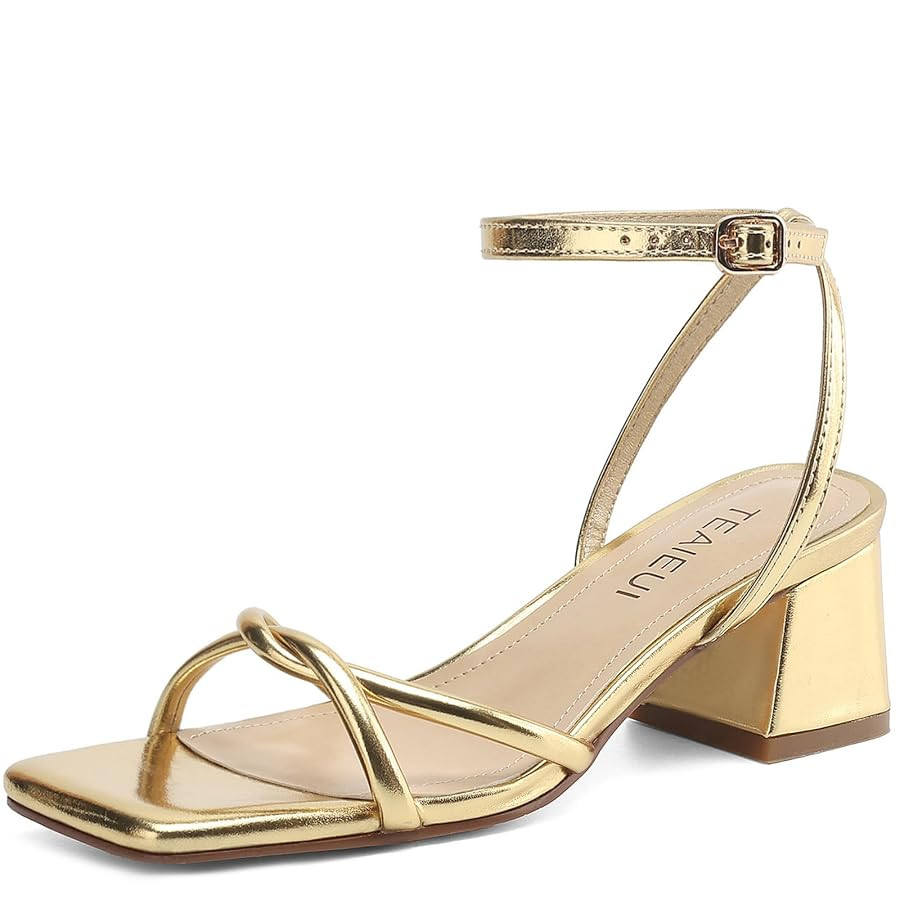 Women's Sandals Strappy Heels for Women Dressy Open Square Toe Comfort Chunky Block Heel Dress Sh... | Amazon (US)