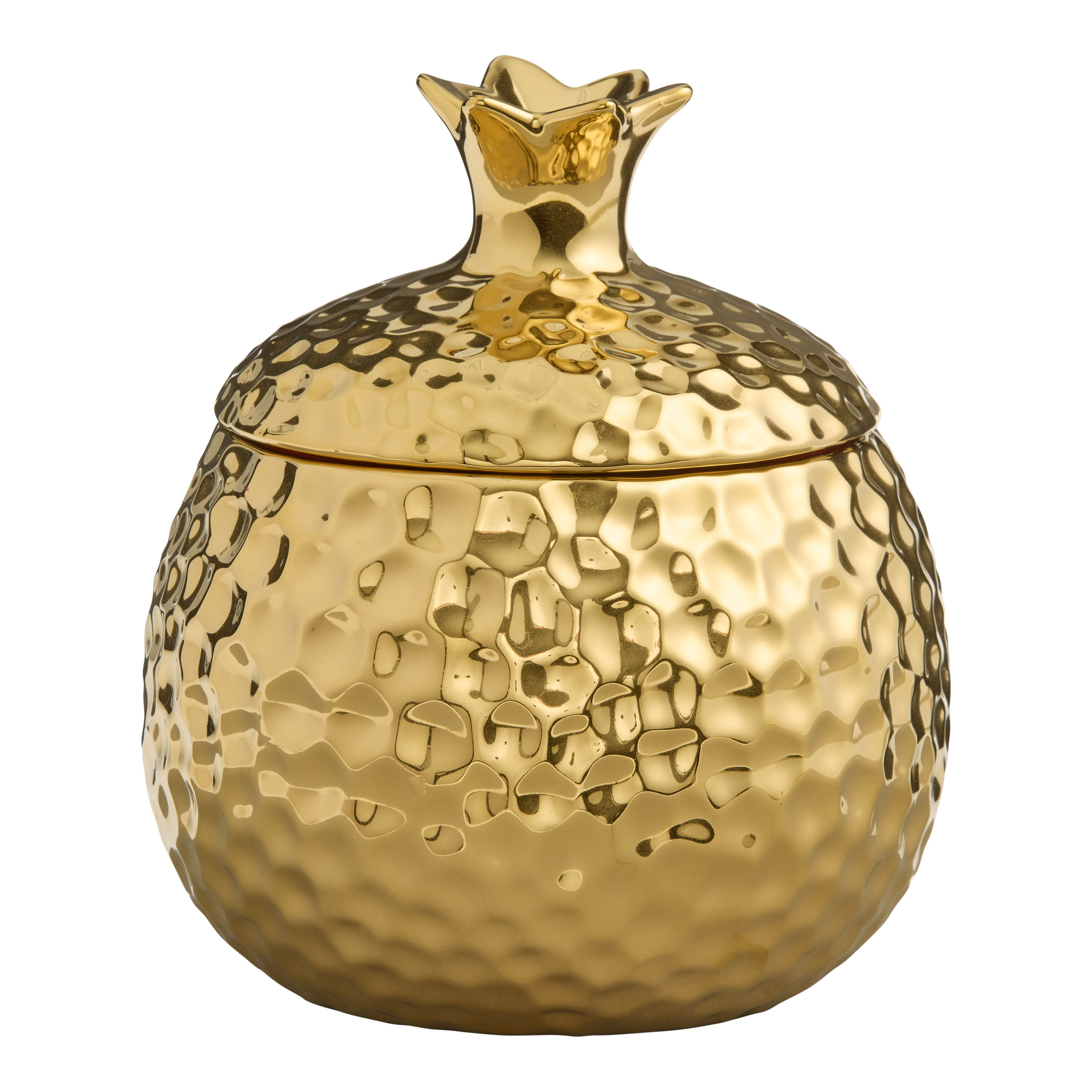 Metallic Gold Ceramic Pomegranate Shaped Trinket Box | World Market