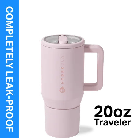 HydroJug Traveler 20 oz Water Bottle, Stainless Steel Insulated Tumbler with Flip Straw and Handle - Pink Sand | Walmart (US)