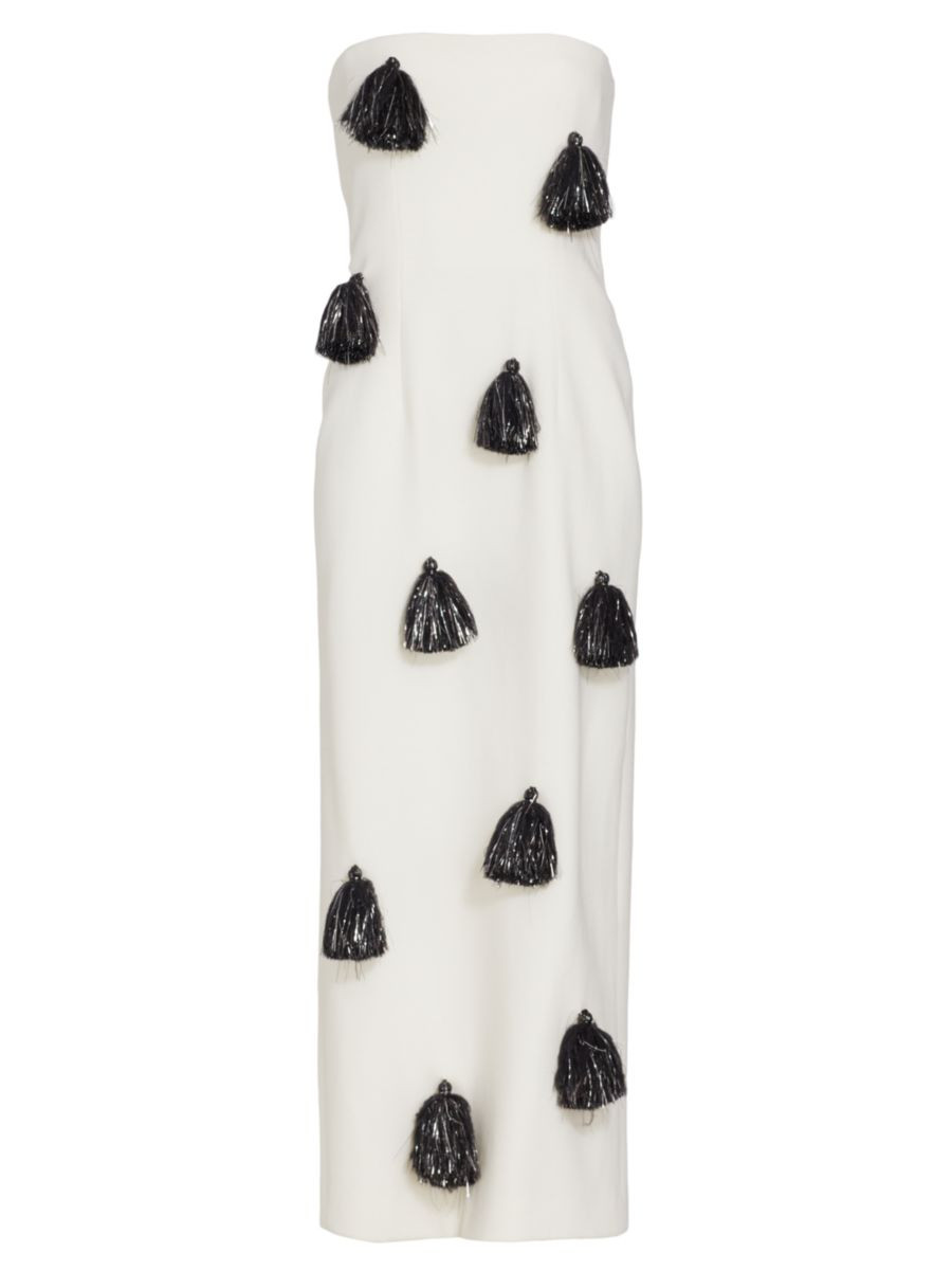 Lela Rose Stretch-Wool Crepe Tassel Column Dress | Saks Fifth Avenue