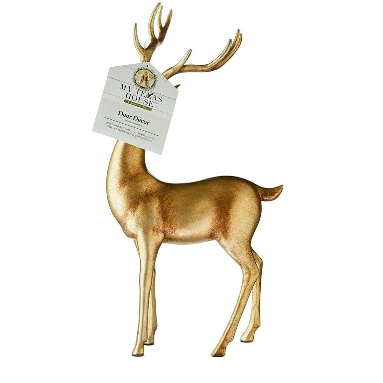 My Texas House Gold Standing Deer Christmas Tabletop Decoration, 16 in | Walmart (US)