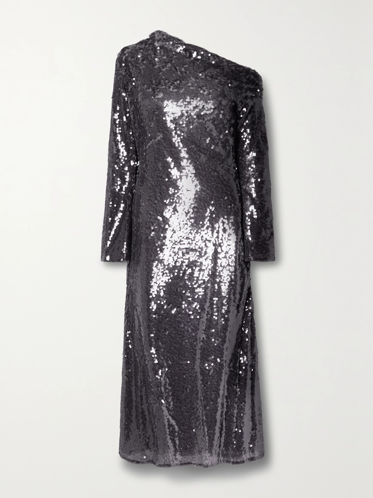 Self-Portrait - Asymmetric Sequined Mesh Midi Dress - Purple - UK 14 | NET-A-PORTER APAC