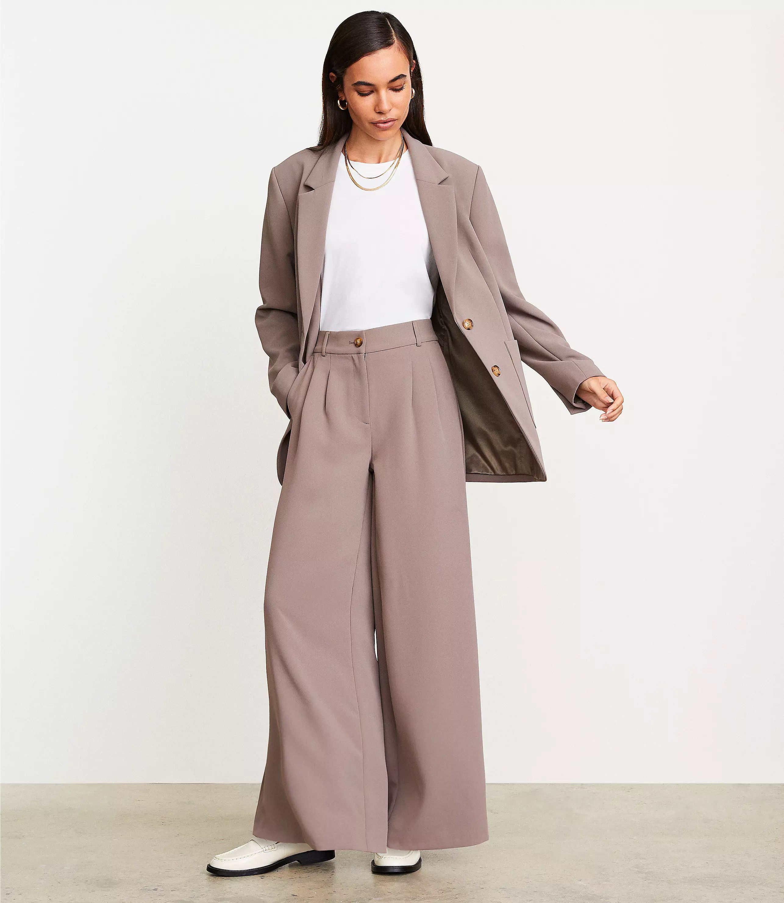 LOFT Versa Crepe Drape Oversized Blazer | LOFT