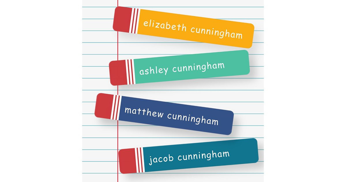 Modern Simple Cute Fun Playful Pencils Names Kids' Labels | Zazzle