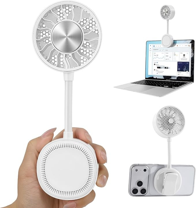 Magnetic Phone Fan with Ice Cooling, 3-in-1 Clip on Fan & Phone Stand, Rechargeable Mini Handheld... | Amazon (US)