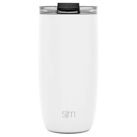 Simple Modern 16oz Voyager Travel Mug Tumbler w/ Clear Flip Lid & Straw - Coffee Cup Vacuum Insulated Flask 18/8 Stainless Steel Hydro Water Bottle -Winter White | Walmart (US)