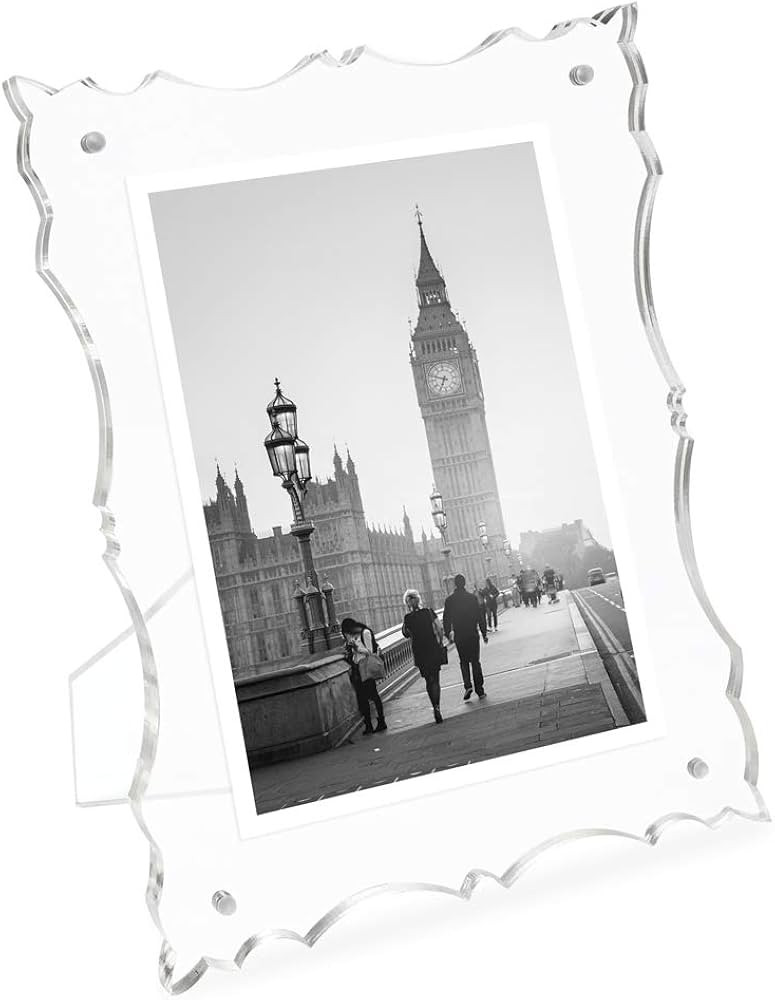 Isaac Jacobs 4” x 6” Clear Elegant Acrylic Picture Frame with Vintage-Inspired Cutout Border,... | Amazon (US)