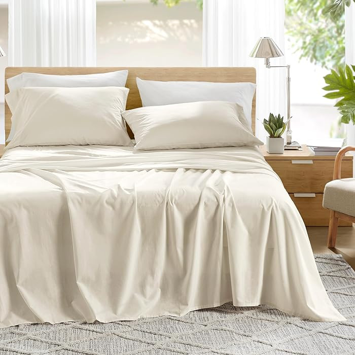 Comfort Spaces 100% Cotton Sheets Queen, Breathable, Ultra Soft Cotton Sheets, Naturally Cool Cot... | Amazon (US)