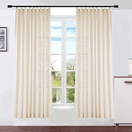 DotheDrape Pinch Pleat Curtain, 40 W x 90 L inch Light Filtering Linen Curtain Drape Panel for Li... | Amazon (US)