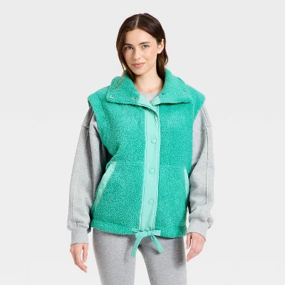 Women's High Pile Vest - JoyLab™ Turqouise Green XXS | Target