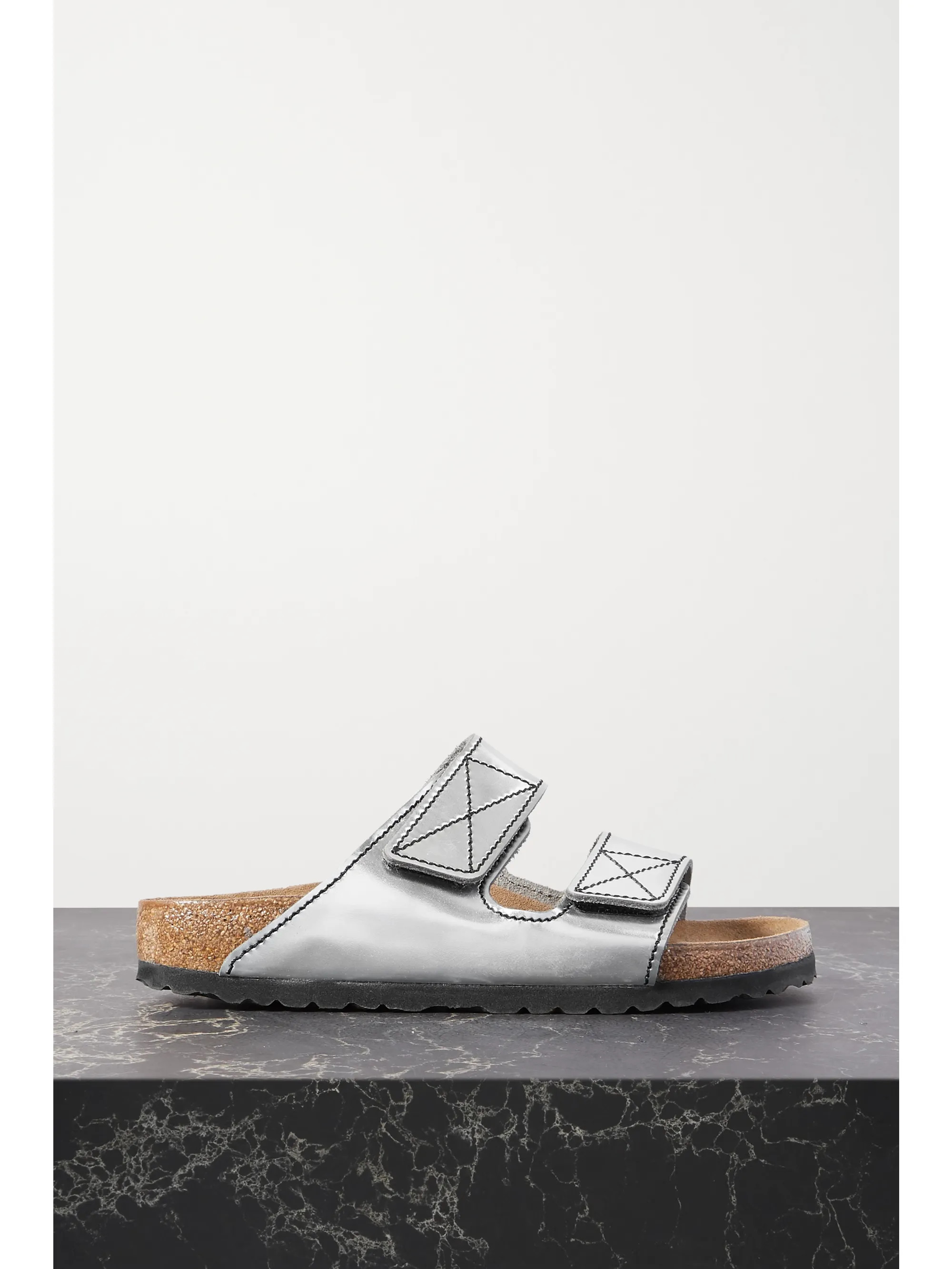 + Birkenstock Arizona topstitched metallic leather sandals | NET-A-PORTER (UK & EU)