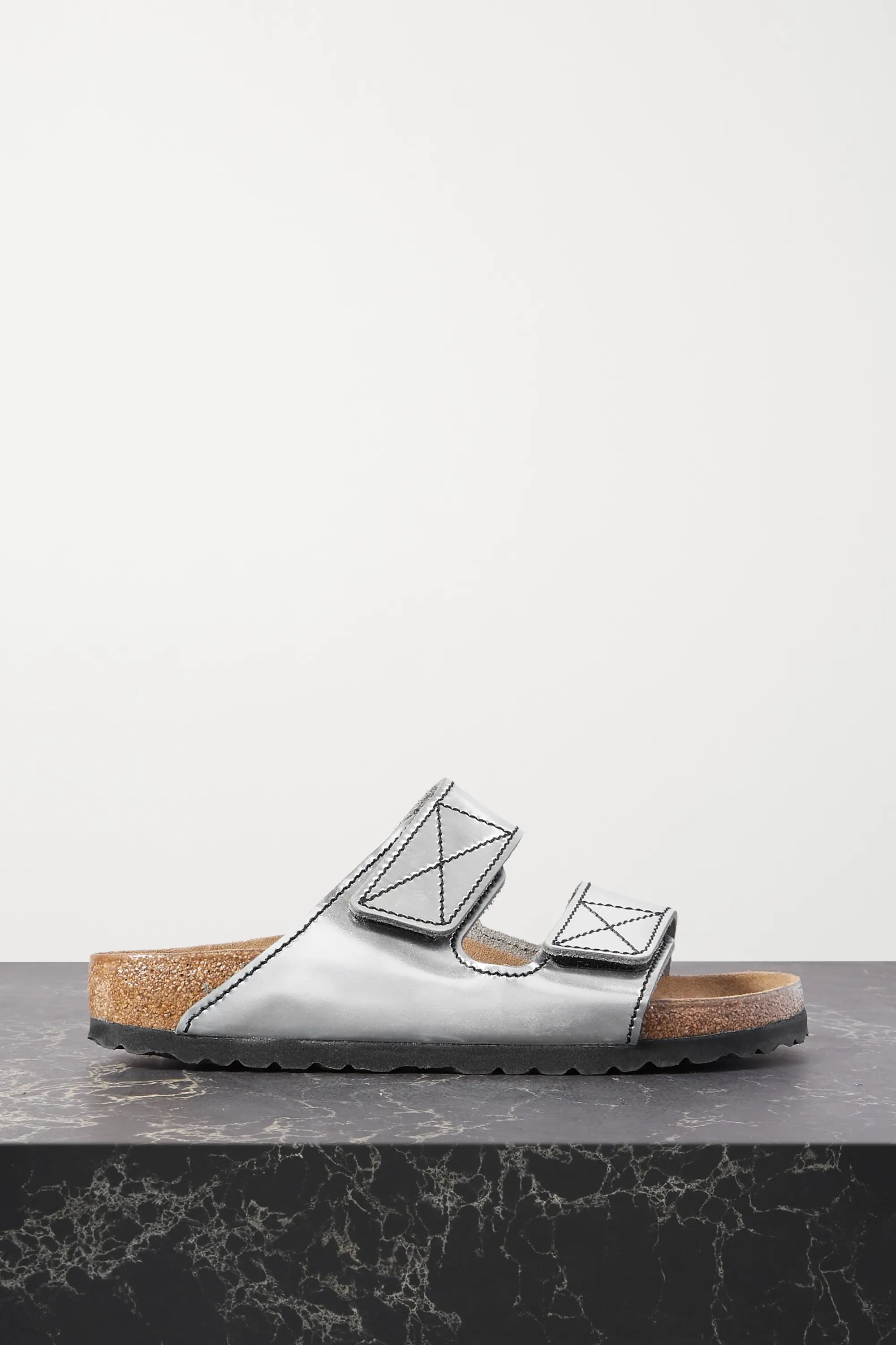 + Birkenstock Arizona topstitched metallic leather sandals | NET-A-PORTER (UK & EU)