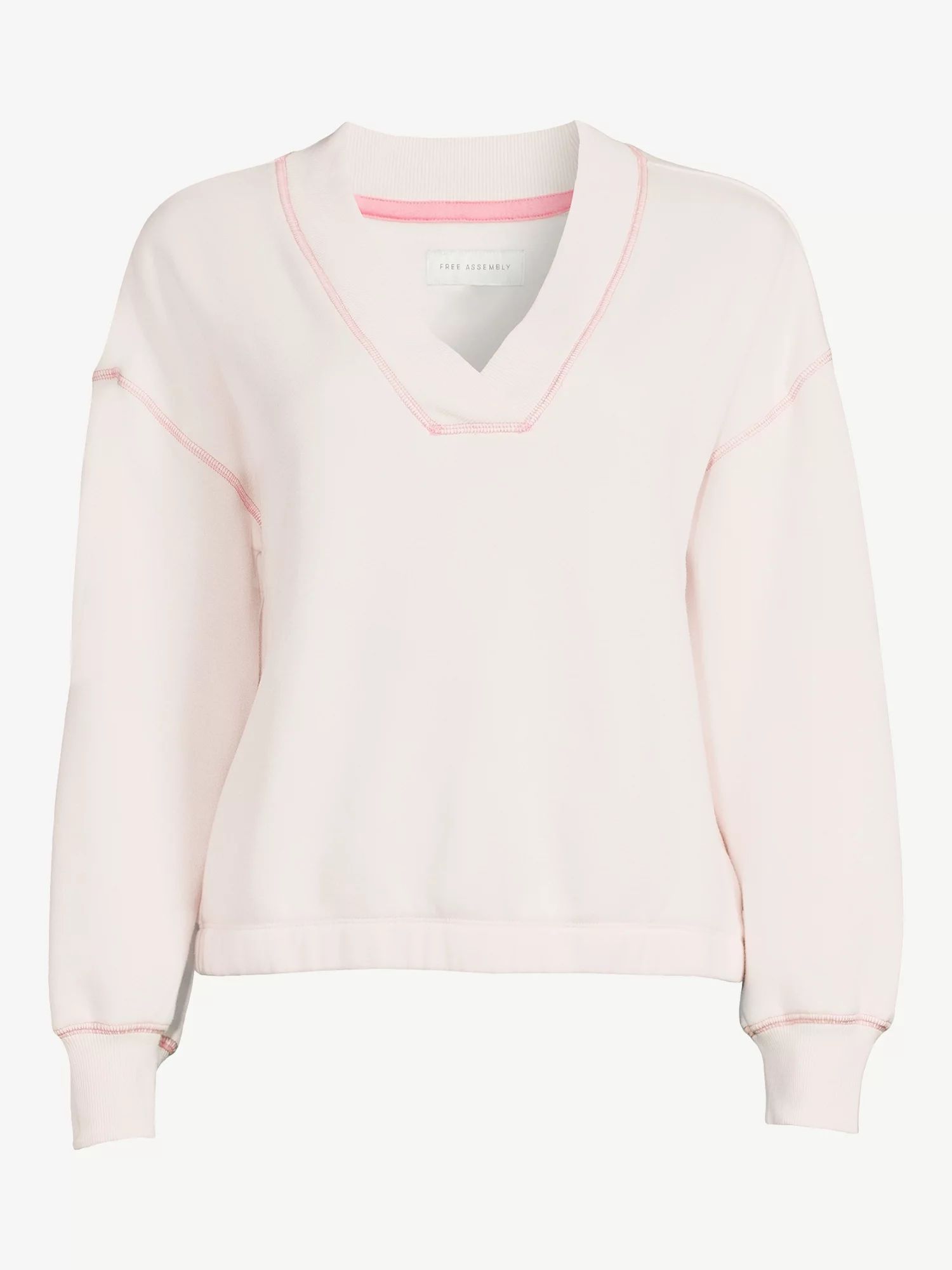 Free Assembly Women's V-Neck Sweatshirt with Long Sleeves | Walmart (US)