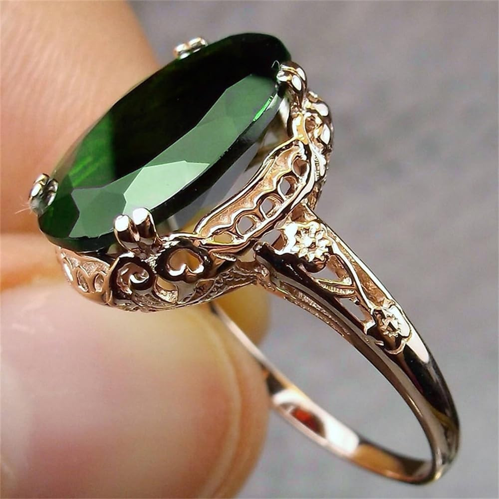 Amazon.com: Luxury Anniversary Rings for Women Oval Green Zirconia Jewelry #F1513_7 : Clothing, S... | Amazon (US)
