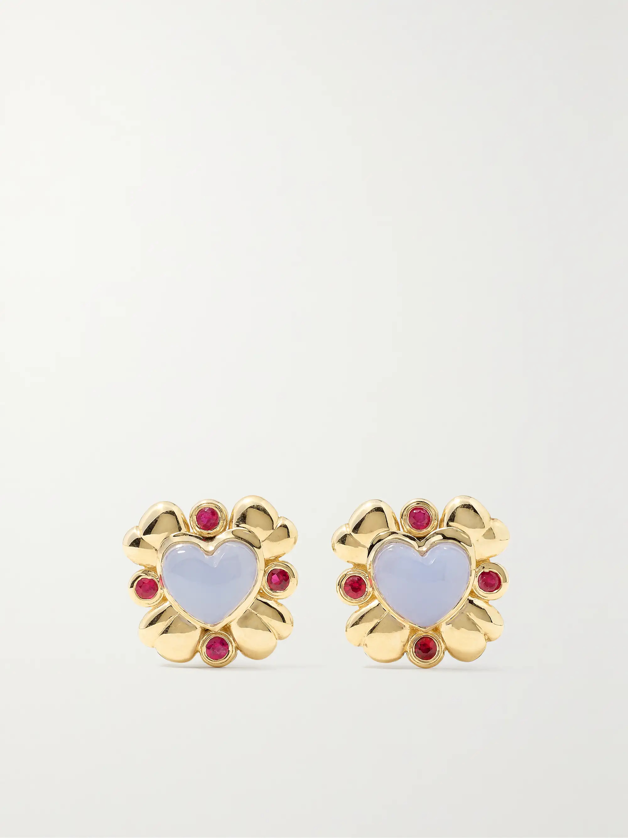 Blooming Love 14-karat gold, chalcedony and ruby earrings | NET-A-PORTER (US)
