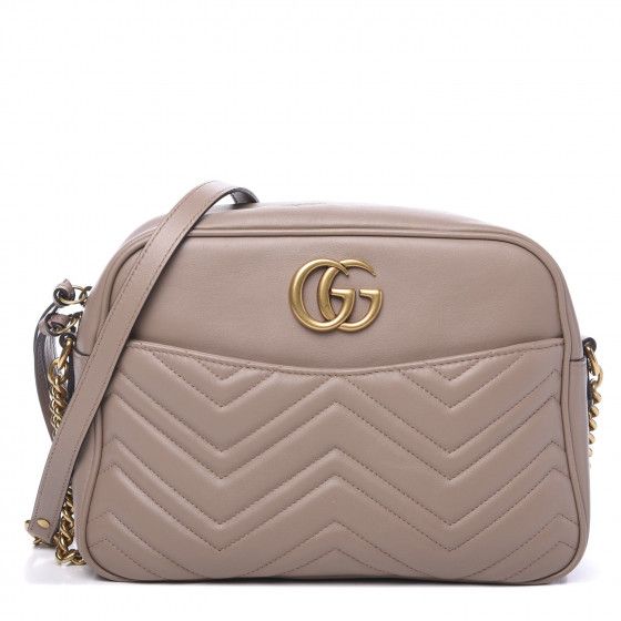 Calfskin Matelasse Medium GG Marmont Shoulder Bag Taupe | Fashionphile