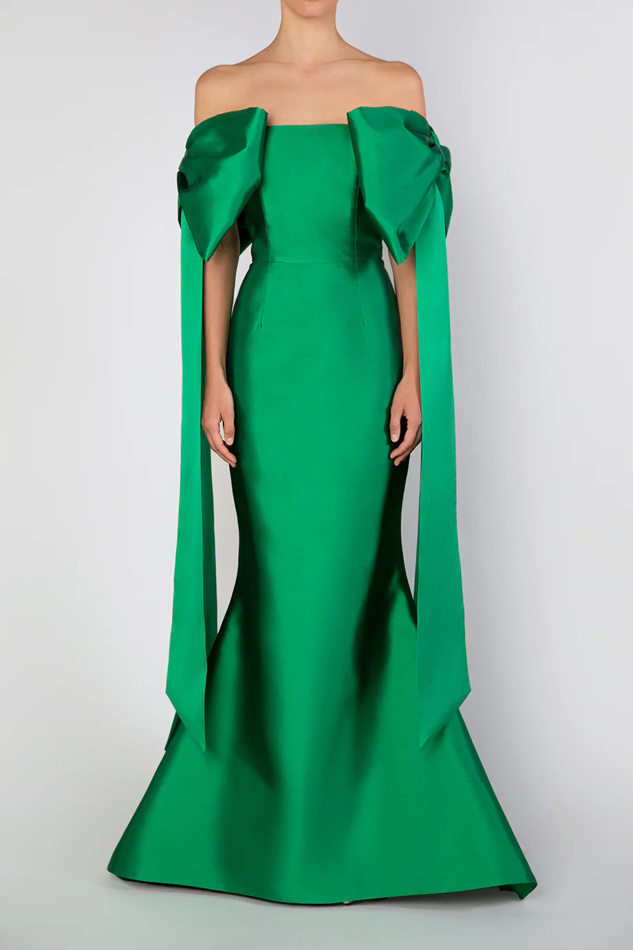 Catalina Silk and Wool Mermaid Gown with Detachable Sashes | ALEXIA MARIA LLC